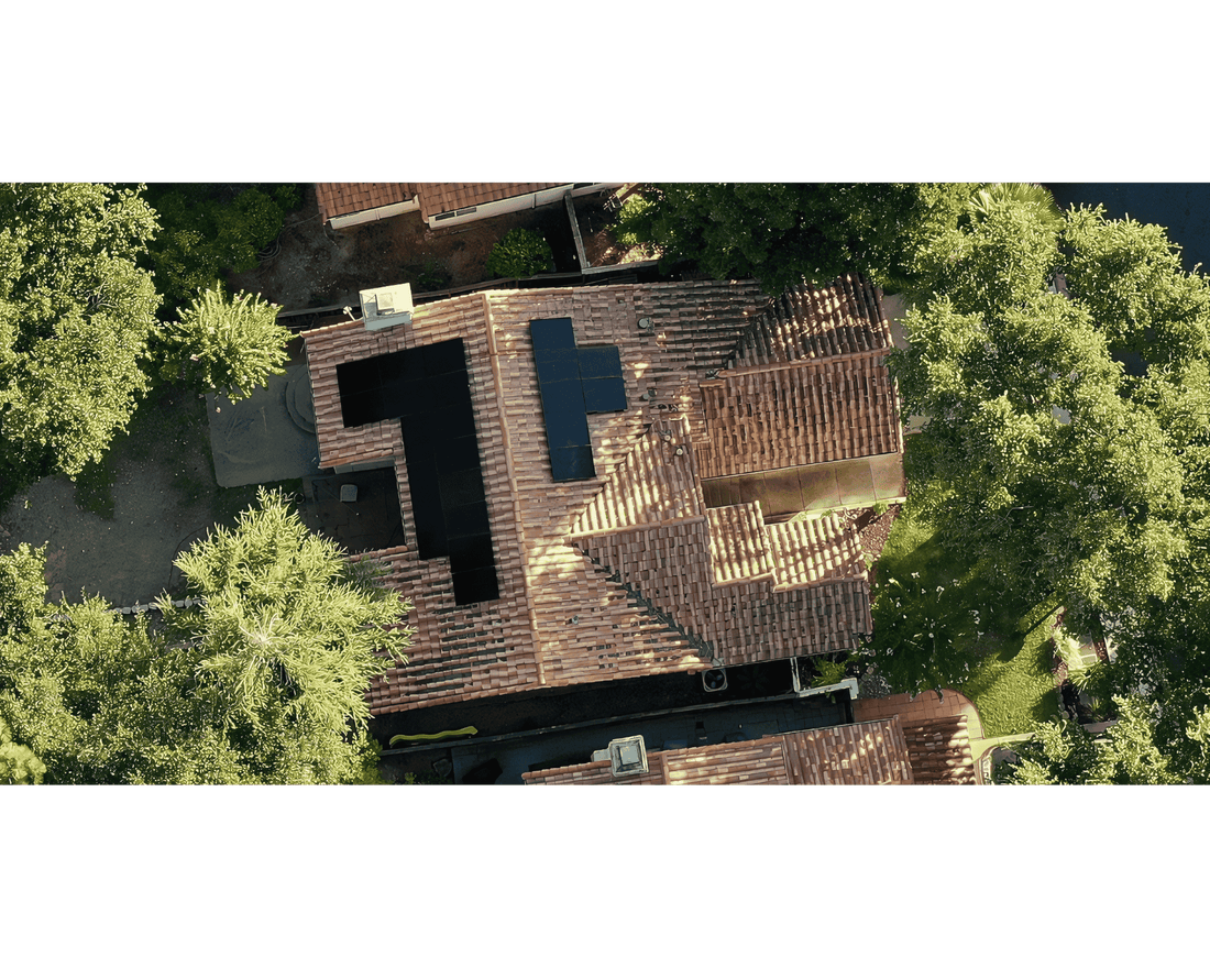 Aerial photo of residential solar system