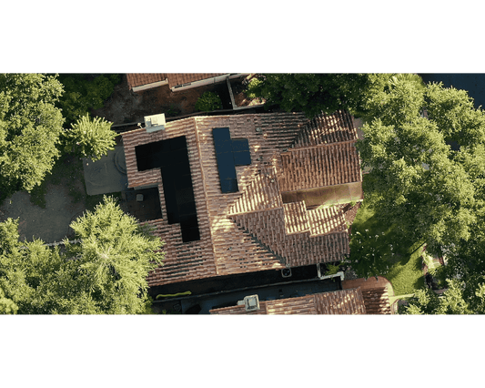 Aerial photo of residential solar system