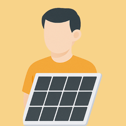 Icon of a person with a solar panel, symbolizing Project Solar